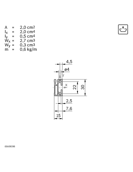 ✅ 3842993411 | PERFIL DE SUSPENSI 15X30 | Bosch Rexroth